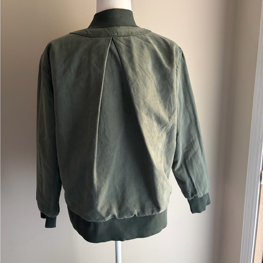 YFB Olive Army Green Bomber Cotton Cropped Reversible Jacket - Picture 3 of 11